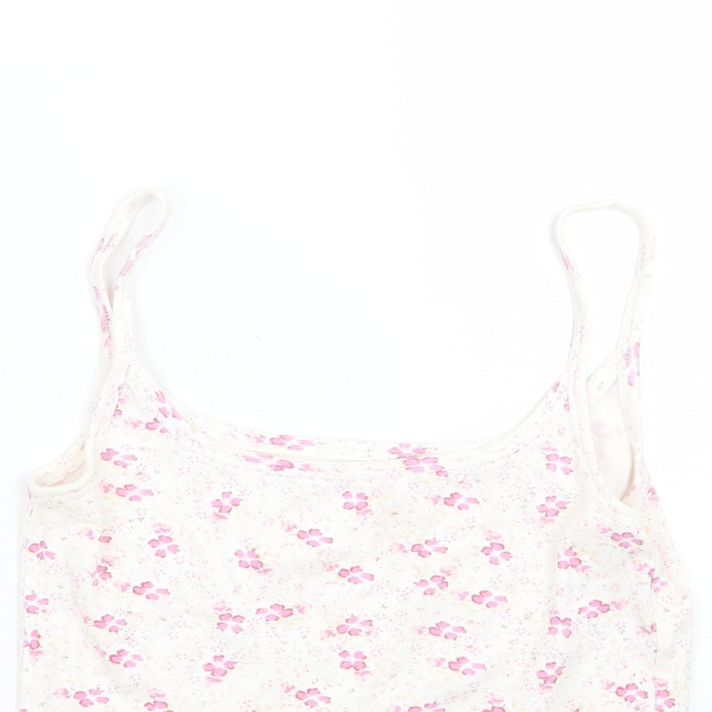 Dunnes Stores Womens White Floral  Basic Tank Size 10