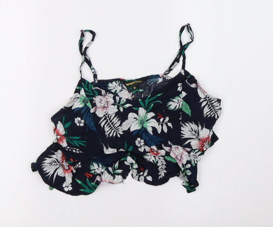 spiagga dolce Womens Blue Floral Rayon Cropped T-Shirt Size M