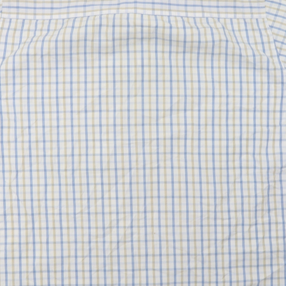 EAST Mens White Check   Button-Up Size L