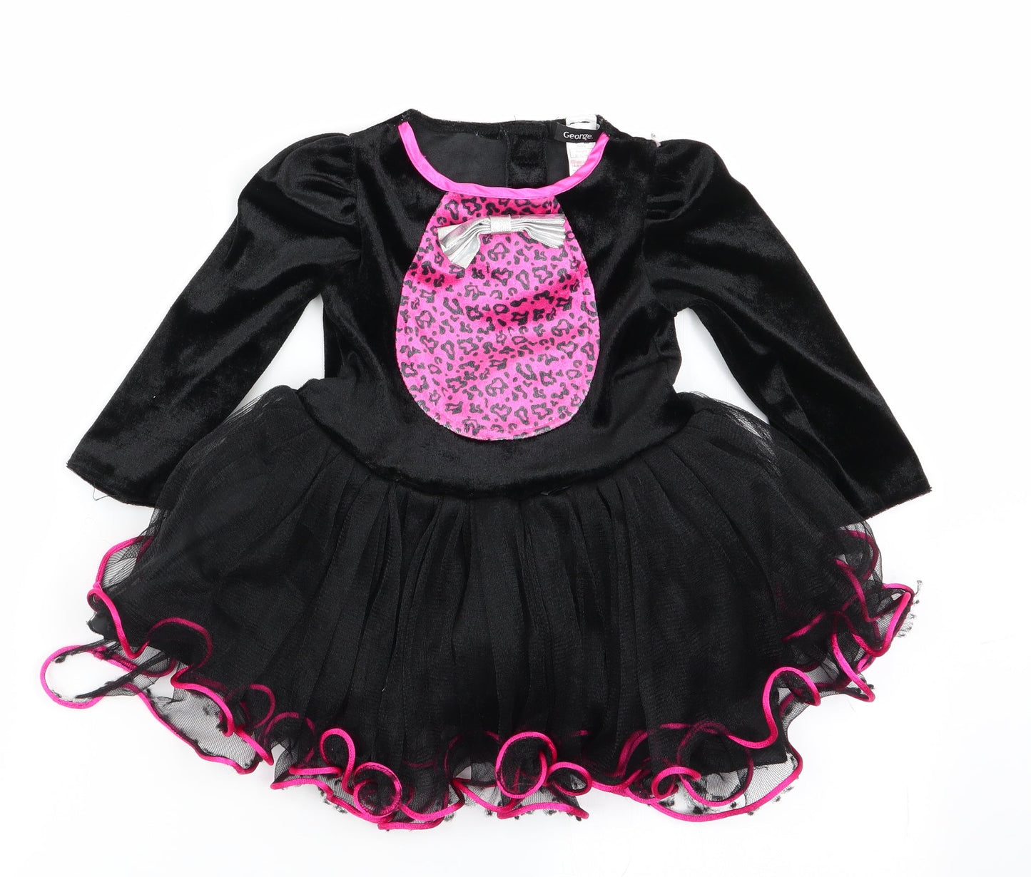 George Girls Black Animal Print  Fit & Flare  Size 12 Months
