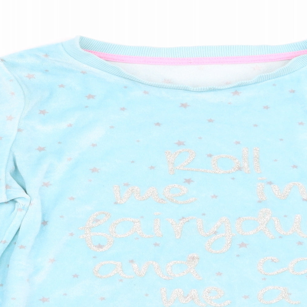 Matalan Girls Blue Solid   Pyjama Top Size 12 Years  - Roll me in fairy dust