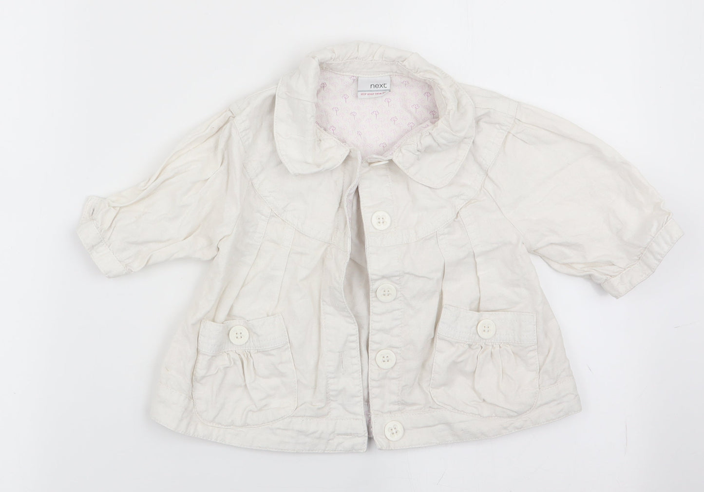 NEXT Girls White   Overcoat Coat Size 3-4 Years