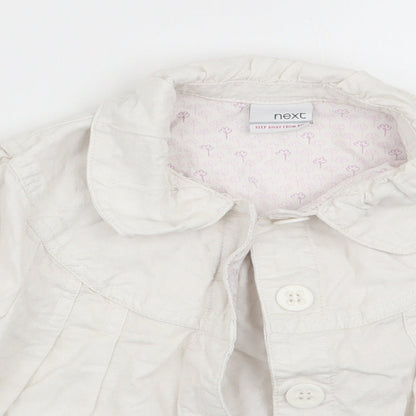 Close-up detail of Next girls’ white overcoat coat, size 3-4, years