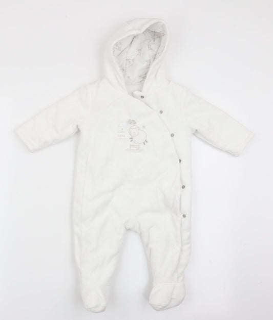 Mothercare Girls White Animal Print  Coverall One-Piece Size 3-6 Months