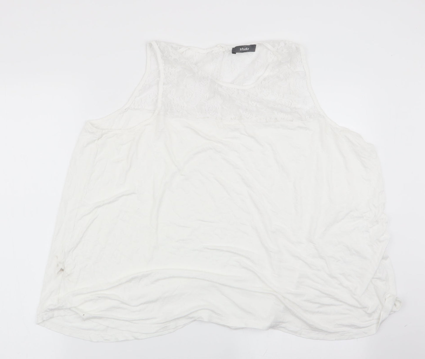 Studio Womens White   Basic T-Shirt Size 24