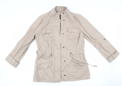 Additional front view of Dorothy Perkins women’s beige parka coat, size UK 8