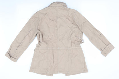 Back view of Dorothy Perkins women’s beige parka coat, size UK 8