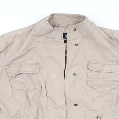Close-up detail of Dorothy Perkins women’s beige parka coat, size UK 8