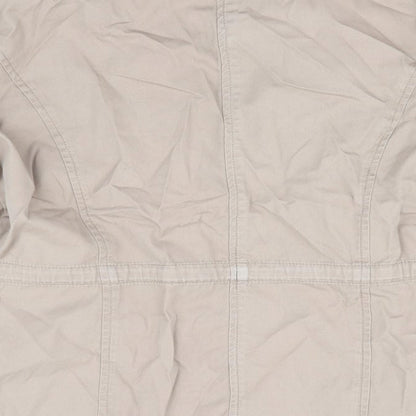 Brand and care label for Dorothy Perkins women’s beige parka coat, size UK 8