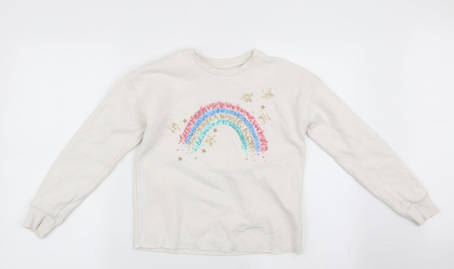 Florence and Fred Girls Ivory   Pullover Sweatshirt Size 10-11 Years