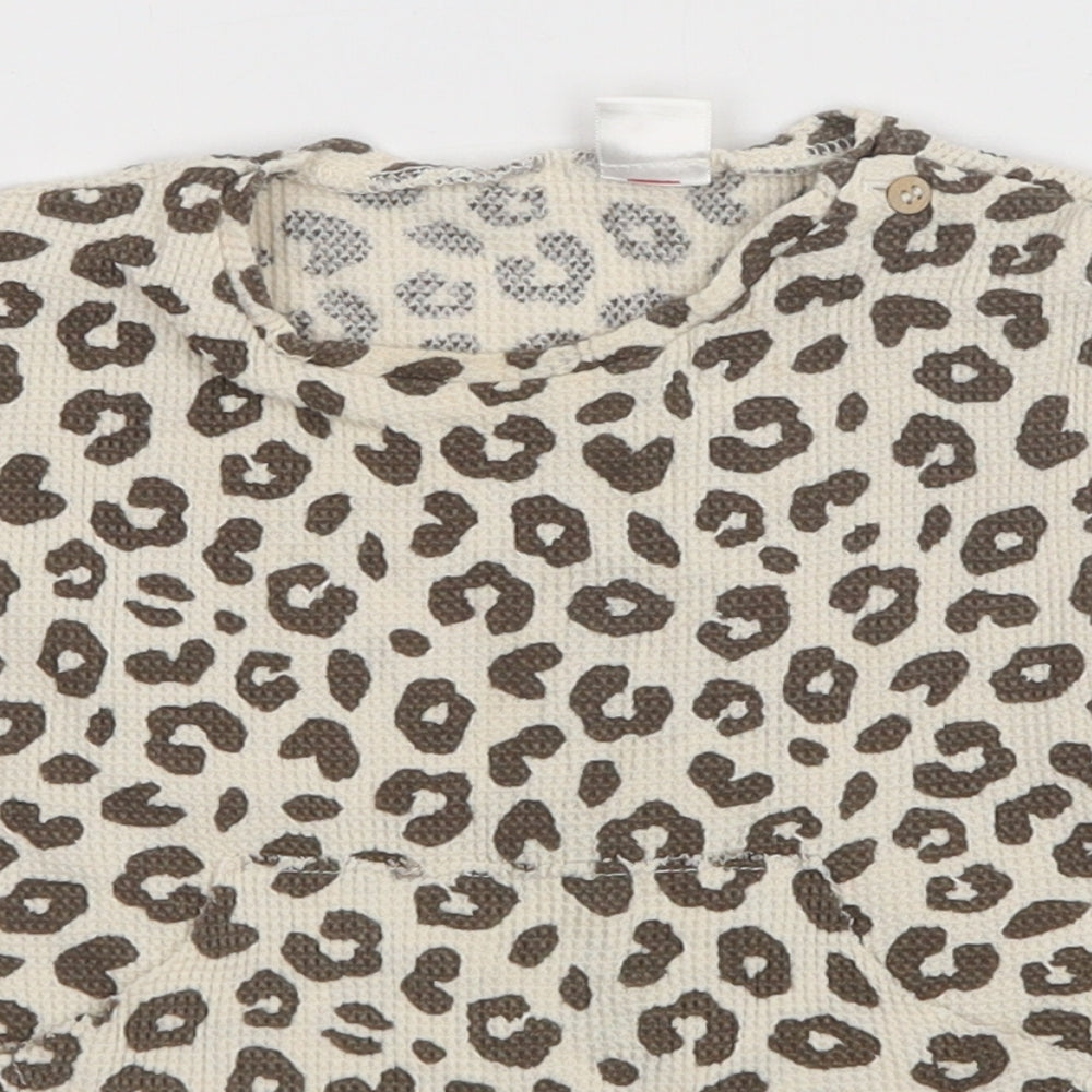 Preworn Girls Multicoloured Animal Print  Basic T-Shirt