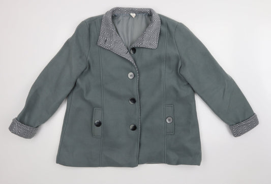 ANNE DDE LANCAY Womens Green   Overcoat Coat Size L