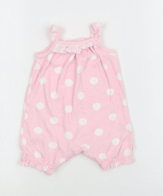 TU Girls Pink Polka Dot  Babygrow One-Piece Size 0-3 Months