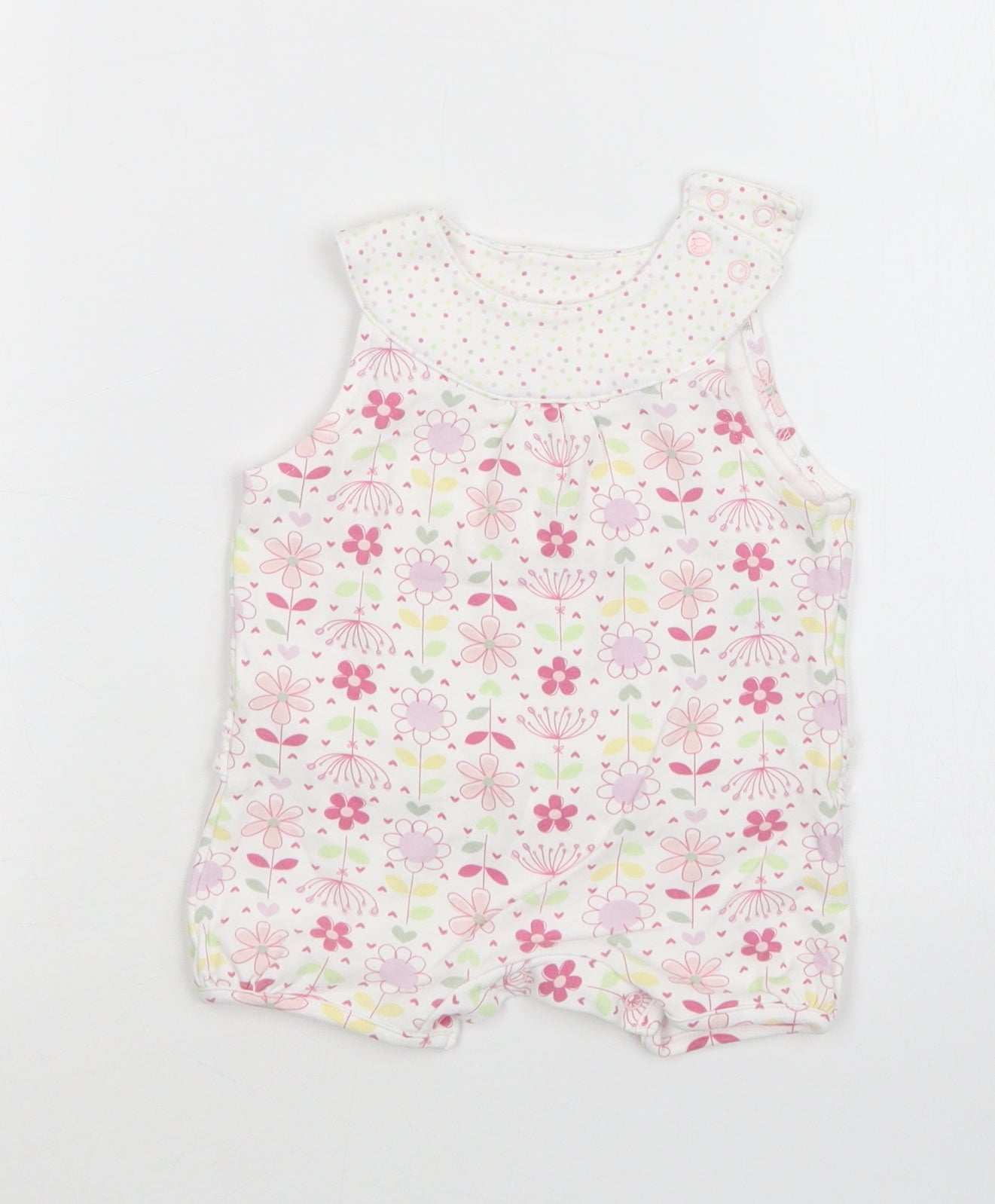 M&S Girls Multicoloured Floral  Romper One-Piece Size 0-3 Months