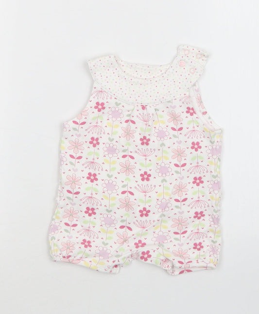 M&S Girls Multicoloured Floral  Romper One-Piece Size 0-3 Months