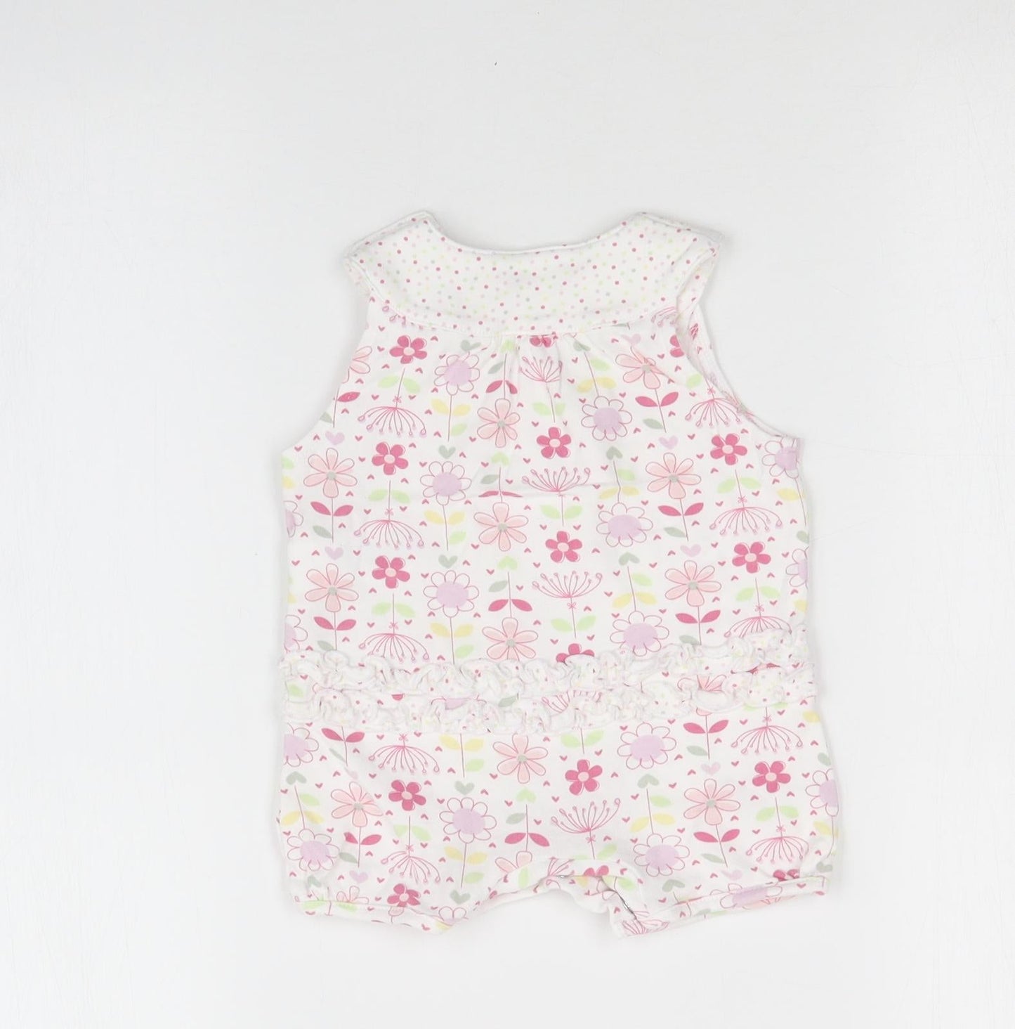 M&S Girls Multicoloured Floral  Romper One-Piece Size 0-3 Months