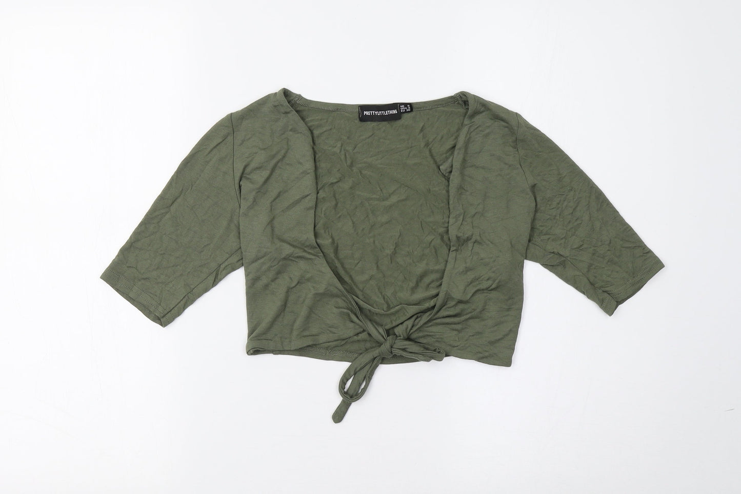 PRETTYLITTLETHING Womens Green   Cropped T-Shirt Size 8