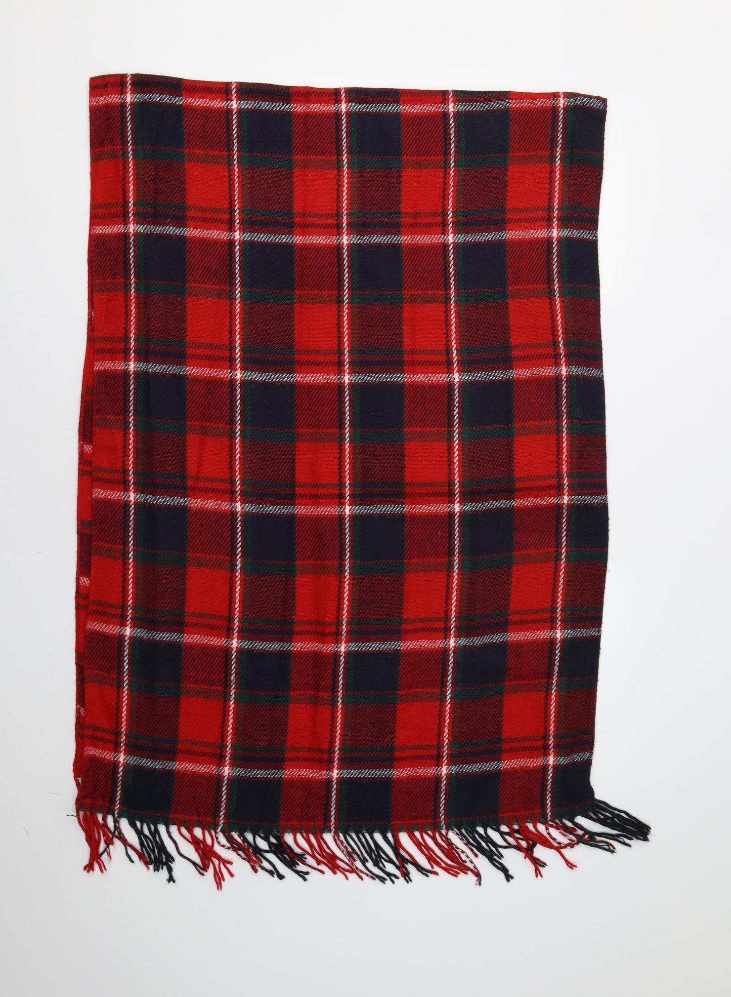 Preworn Womens Red Plaid Knit  Shawl/Wrap
