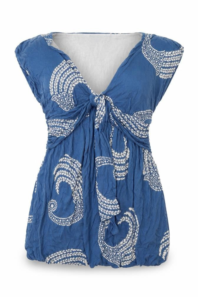 Love Label Womens Blue Paisley  Basic Blouse Size 12