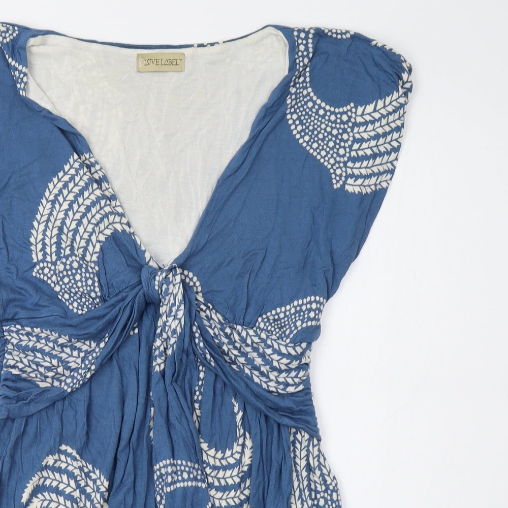 Love Label Womens Blue Paisley  Basic Blouse Size 12