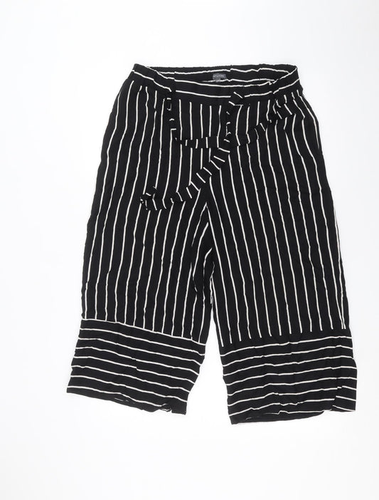 INTUITION Womens Black Striped  Cropped Trousers Size 12 L20 in