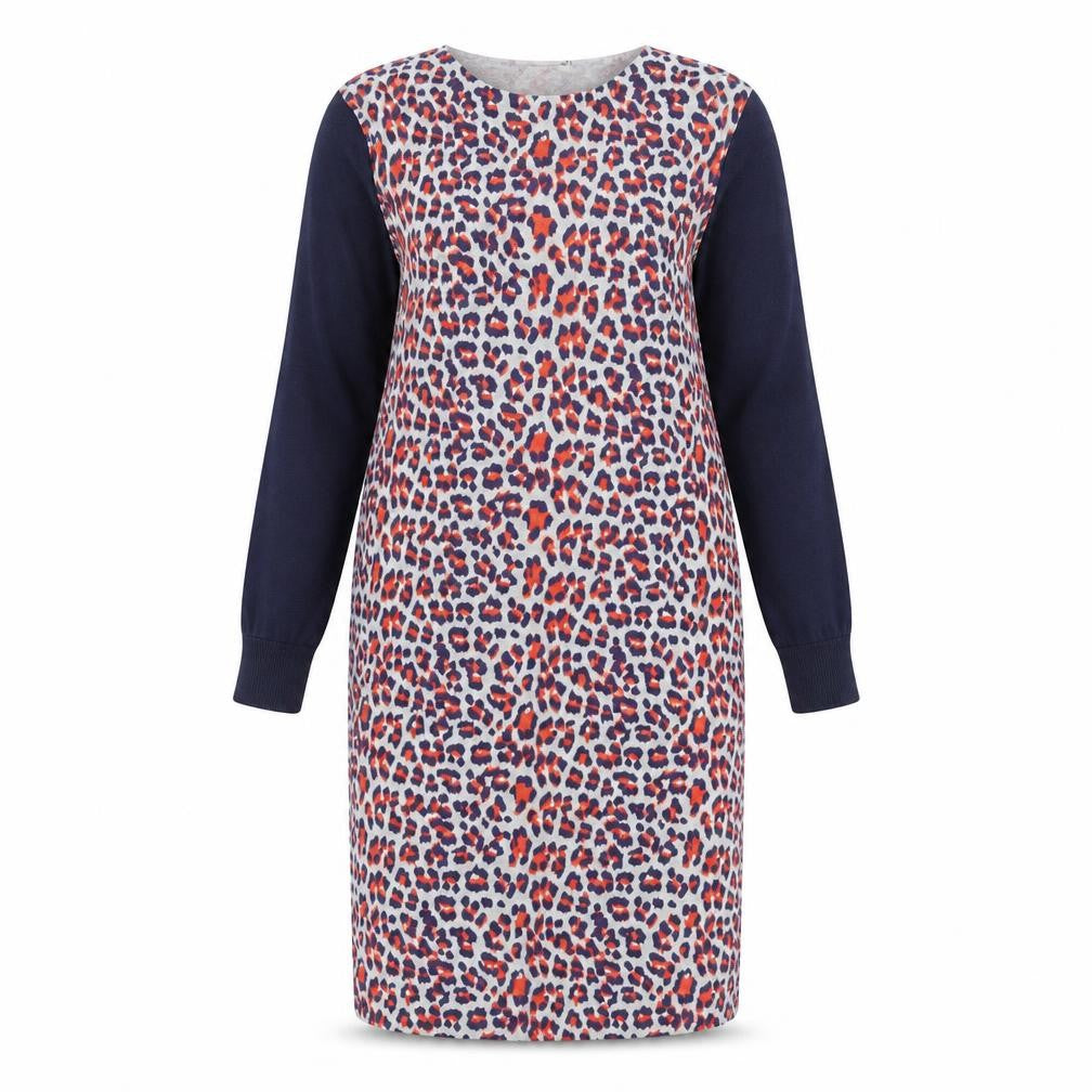 Clements Ribeiro Womens Blue Animal Print  Pencil Dress  Size L