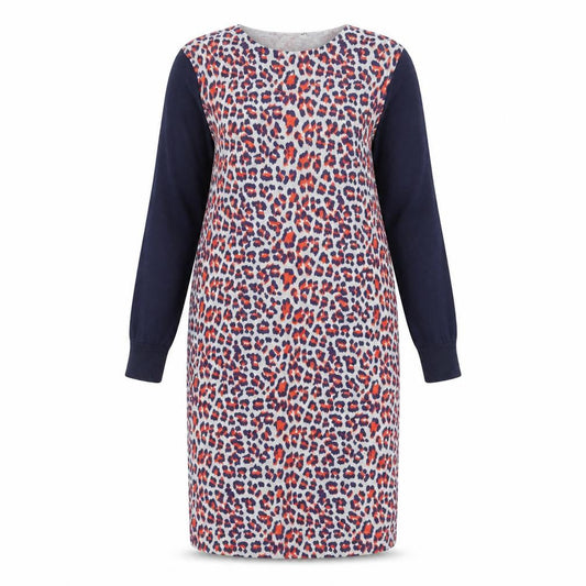 Clements Ribeiro Womens Blue Animal Print  Pencil Dress  Size L