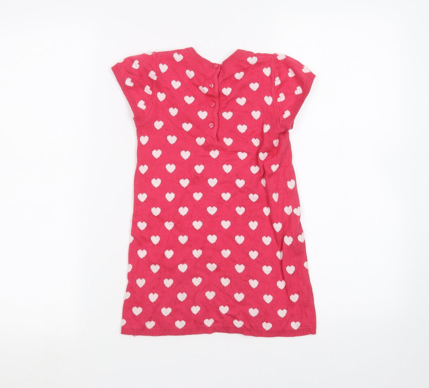 Preworn Girls Pink Polka Dot  Pullover Jumper Size 4 Years