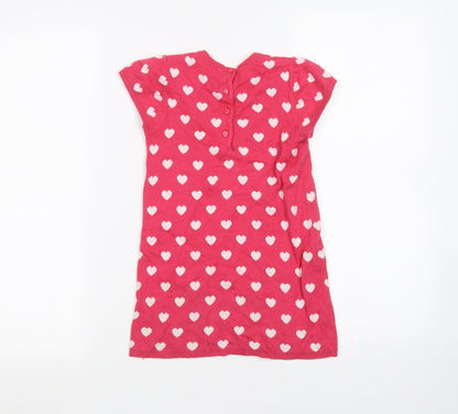 Preworn Girls Pink Polka Dot  Pullover Jumper Size 4 Years