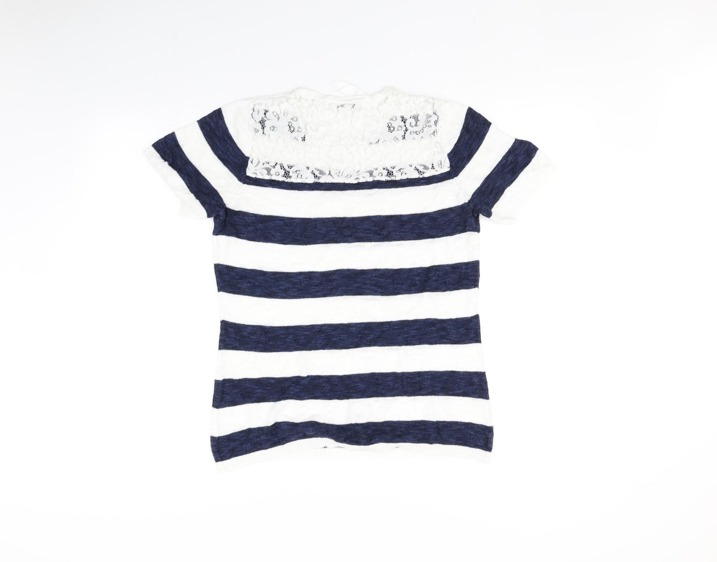 Text Womens Multicoloured Striped  Basic T-Shirt Size M
