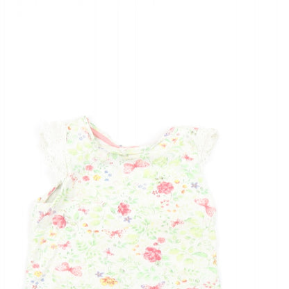 Close-up detail of Mothercare Multicoloured Floral Basic T-Shirt, size 18-24, Months