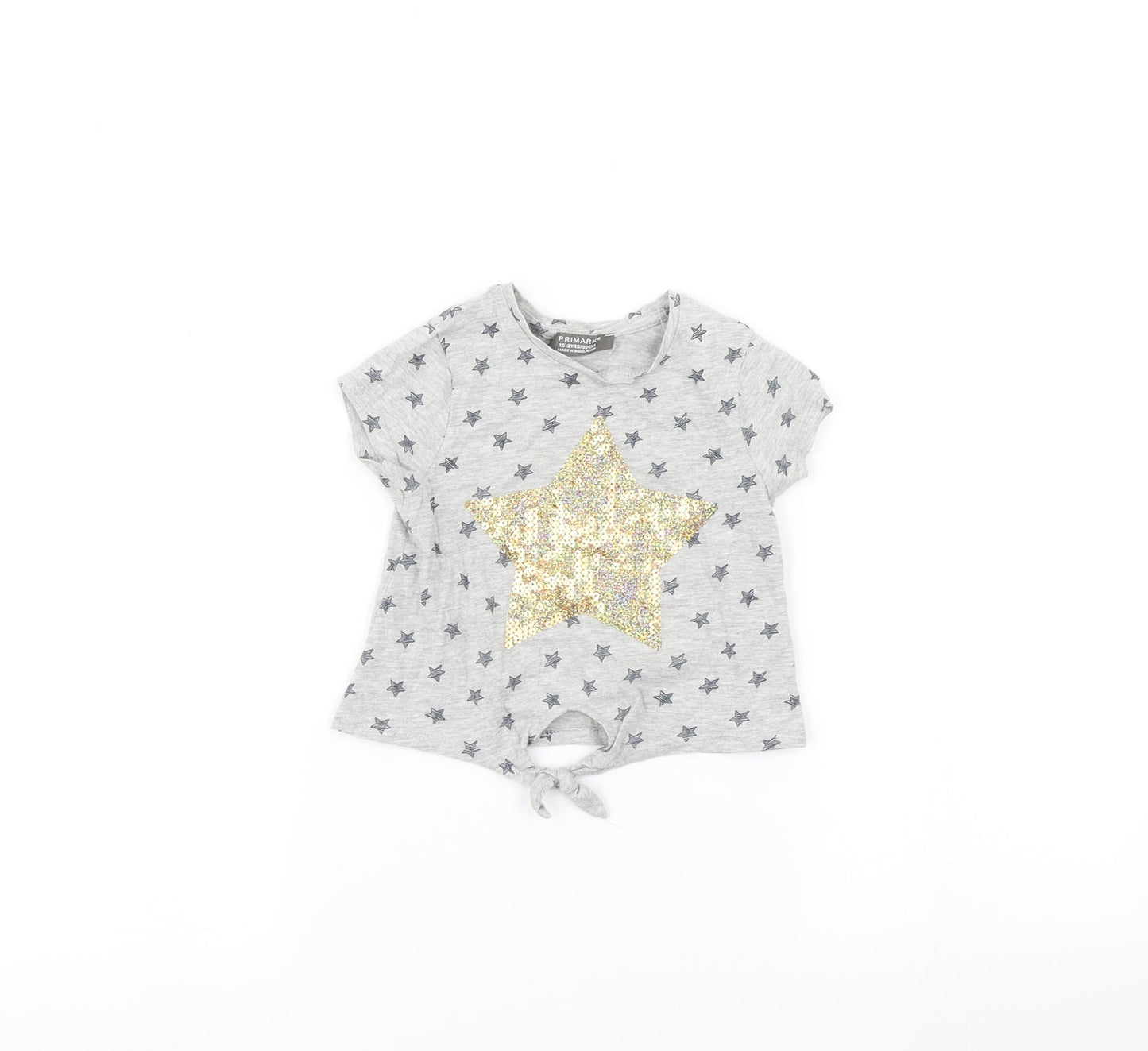 Primark Baby Grey   Basic T-Shirt Size 18-24 Months  - Star print