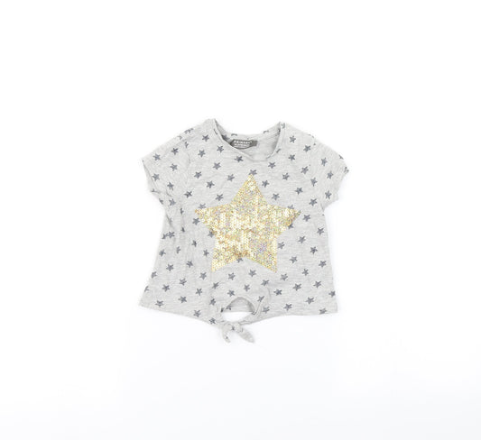 Primark Baby Grey   Basic T-Shirt Size 18-24 Months  - Star print