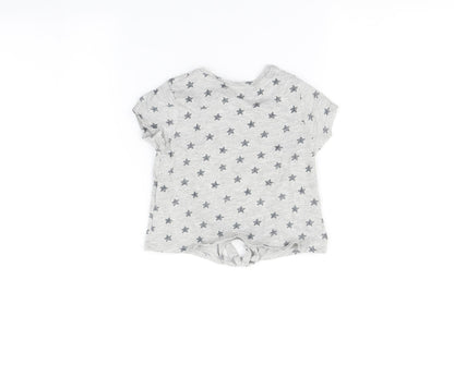 Back view of Primark Baby Grey Basic T-Shirt, size 18-24, Months - Star print
