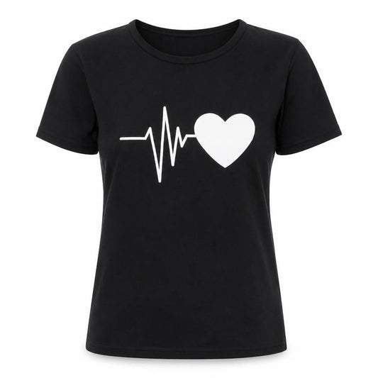 Zsiibo Womens Black   Basic T-Shirt Size S  - Heart