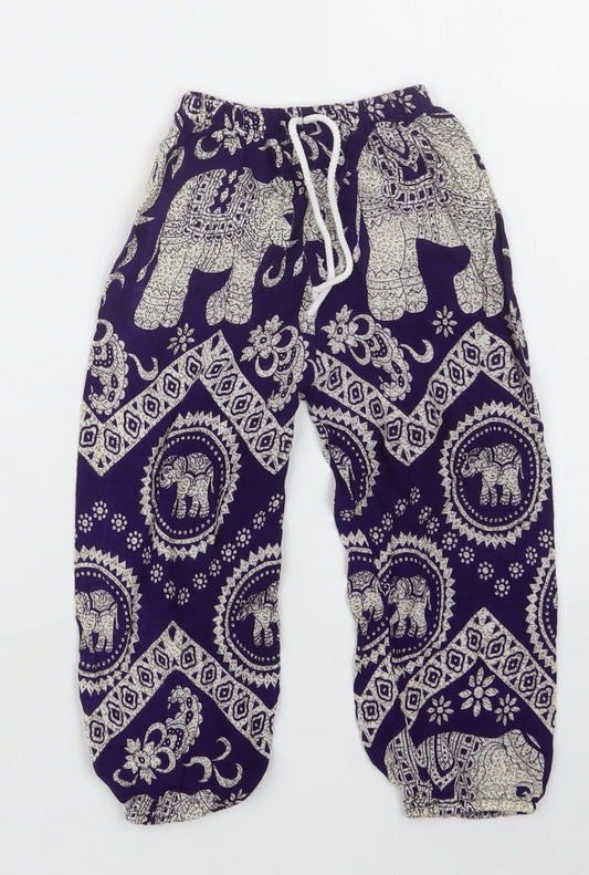 Preworn Girls Purple Geometric  Bloomer Trousers Size M