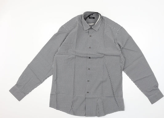 Disley Mens Black Check   Button-Up Size 40