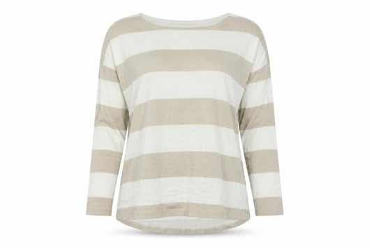 Front view of Only women’s white striped knit jumper, size M