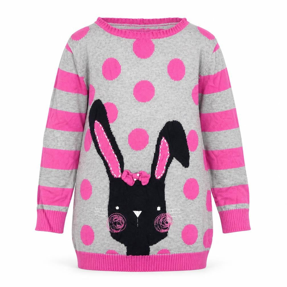 Minoti Girls Grey Polka Dot Knit Pullover Jumper Size 18-24 Months  - Rabbit