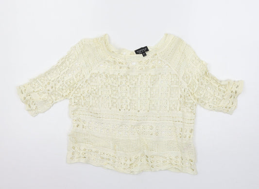 Topshop Womens Ivory  Knit Basic T-Shirt Size 8