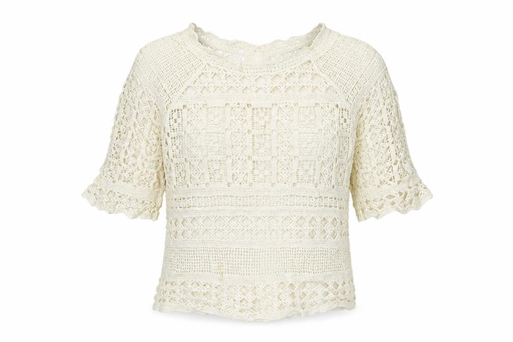 Topshop Womens Ivory  Knit Basic T-Shirt Size 8