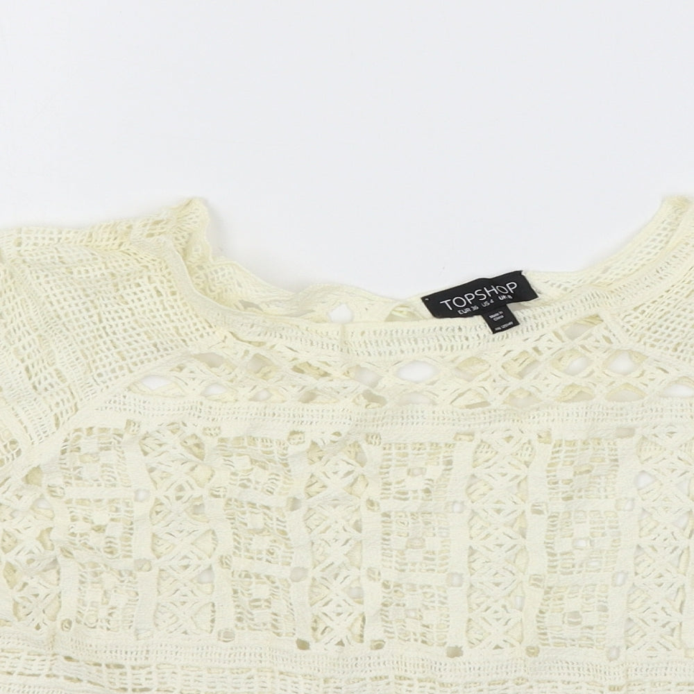 Topshop Womens Ivory  Knit Basic T-Shirt Size 8