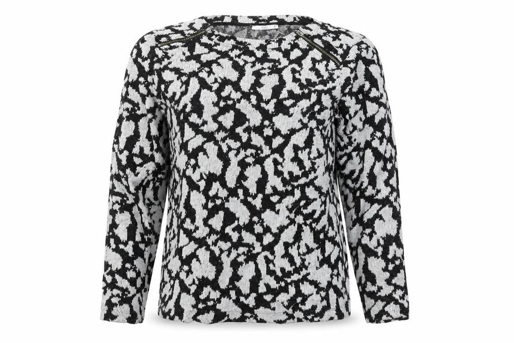 EDC Womens Black Geometric Knit Pullover Jumper Size M