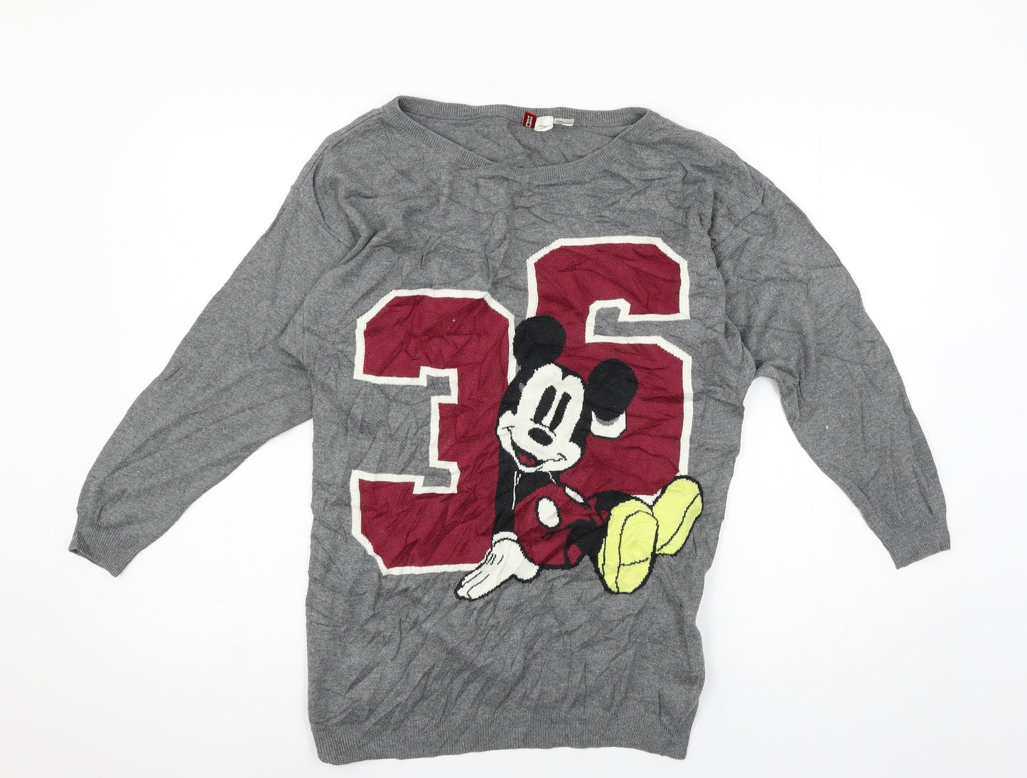 Divided Womens Grey  Knit Pullover Jumper Size 6  - Mickey Mouse