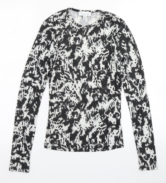 Topshop Womens Black Animal Print  Basic T-Shirt Size 6