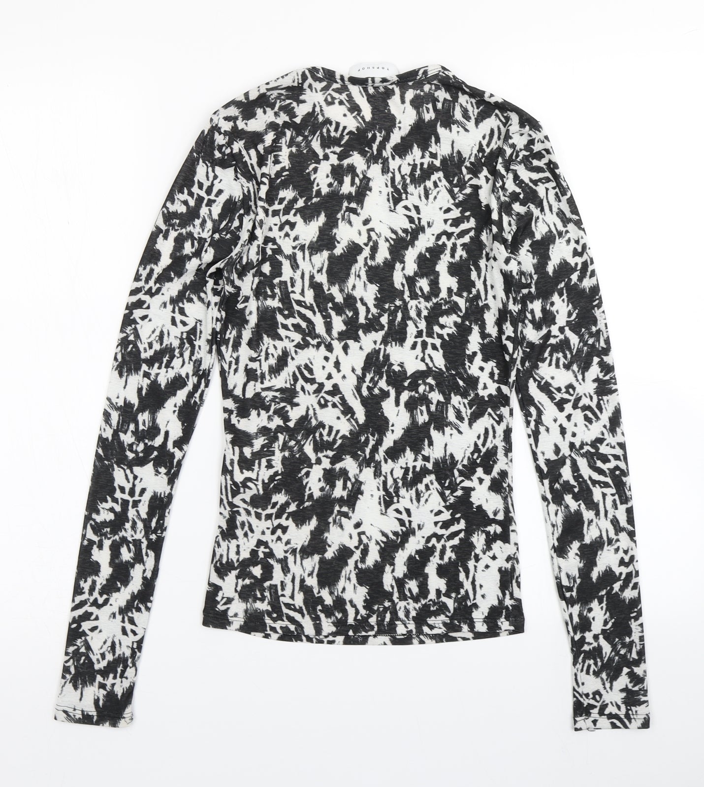 Topshop Womens Black Animal Print  Basic T-Shirt Size 6