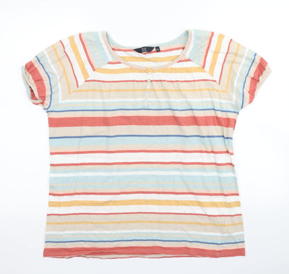 ISLE Womens Red Striped  Basic T-Shirt Size L