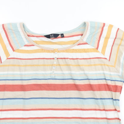 ISLE Womens Red Striped  Basic T-Shirt Size L