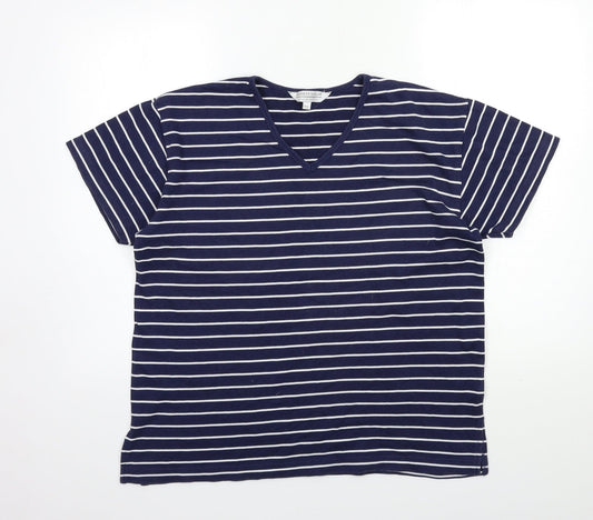 Carolyn Taylor Womens Blue Striped  Basic T-Shirt Size M