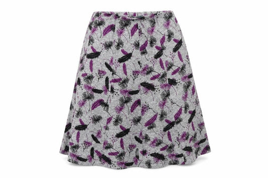 Amber Womens Grey Floral  A-Line Skirt Size 12